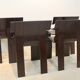 Set of four Strip dining chairs with dark brown ash armrests by Gijs Bakker for Castelijn