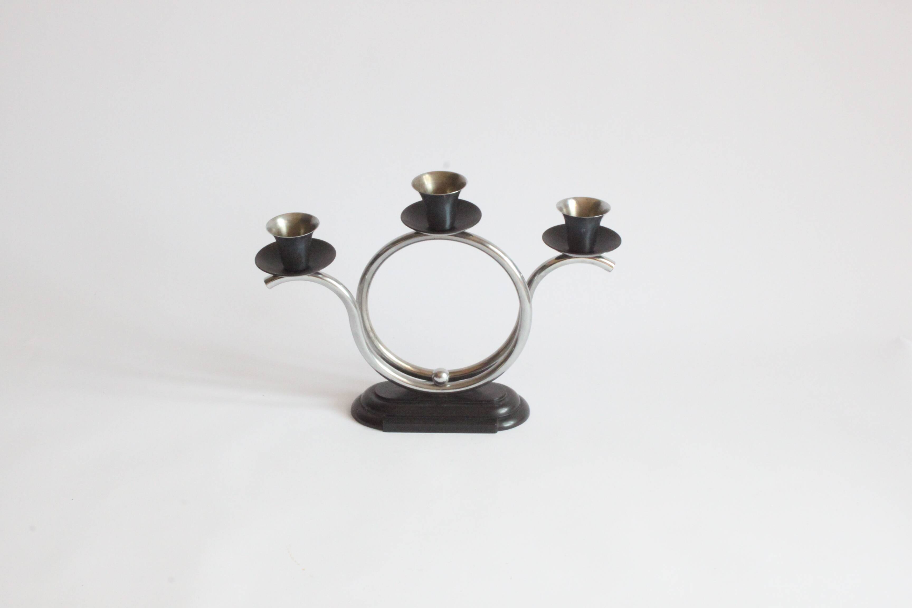 Art Deco Tubular Steel And Bakelite Candelabra, Netherlands 1930s