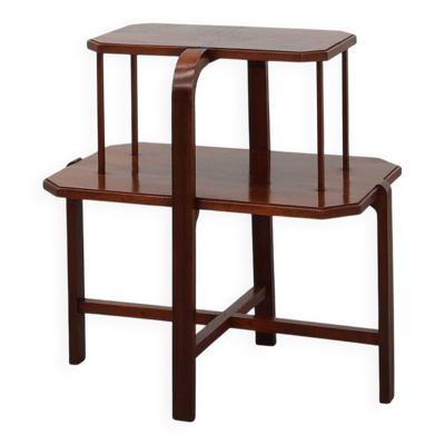 Table d'appoint ou table basse Art Déco à deux niveaux en bois, France, vers 1920
