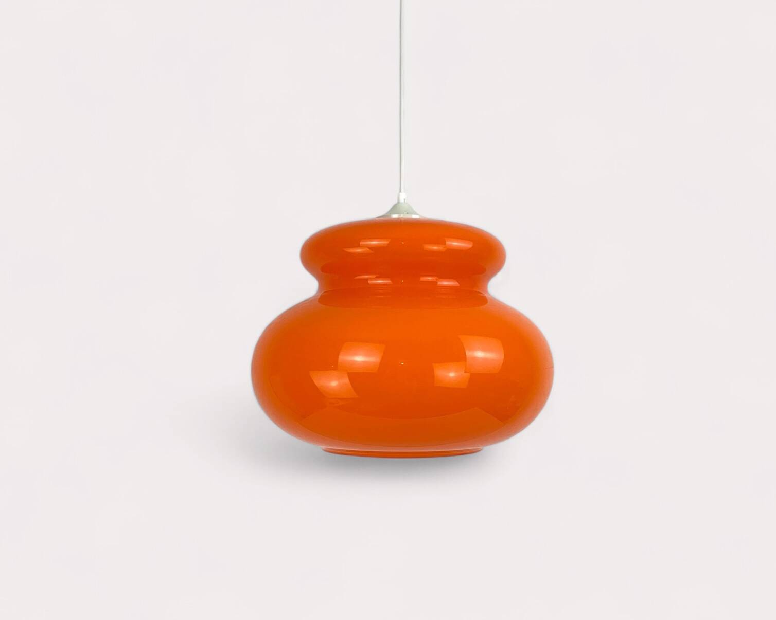 Vintage Space Age Orange Glass Pendant Light
