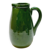Pottery pitcher carafe terracotta green glazed ceramic