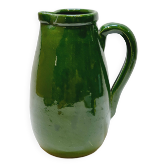 Poterie pichet carafe terre cuite céramique vernissée verte