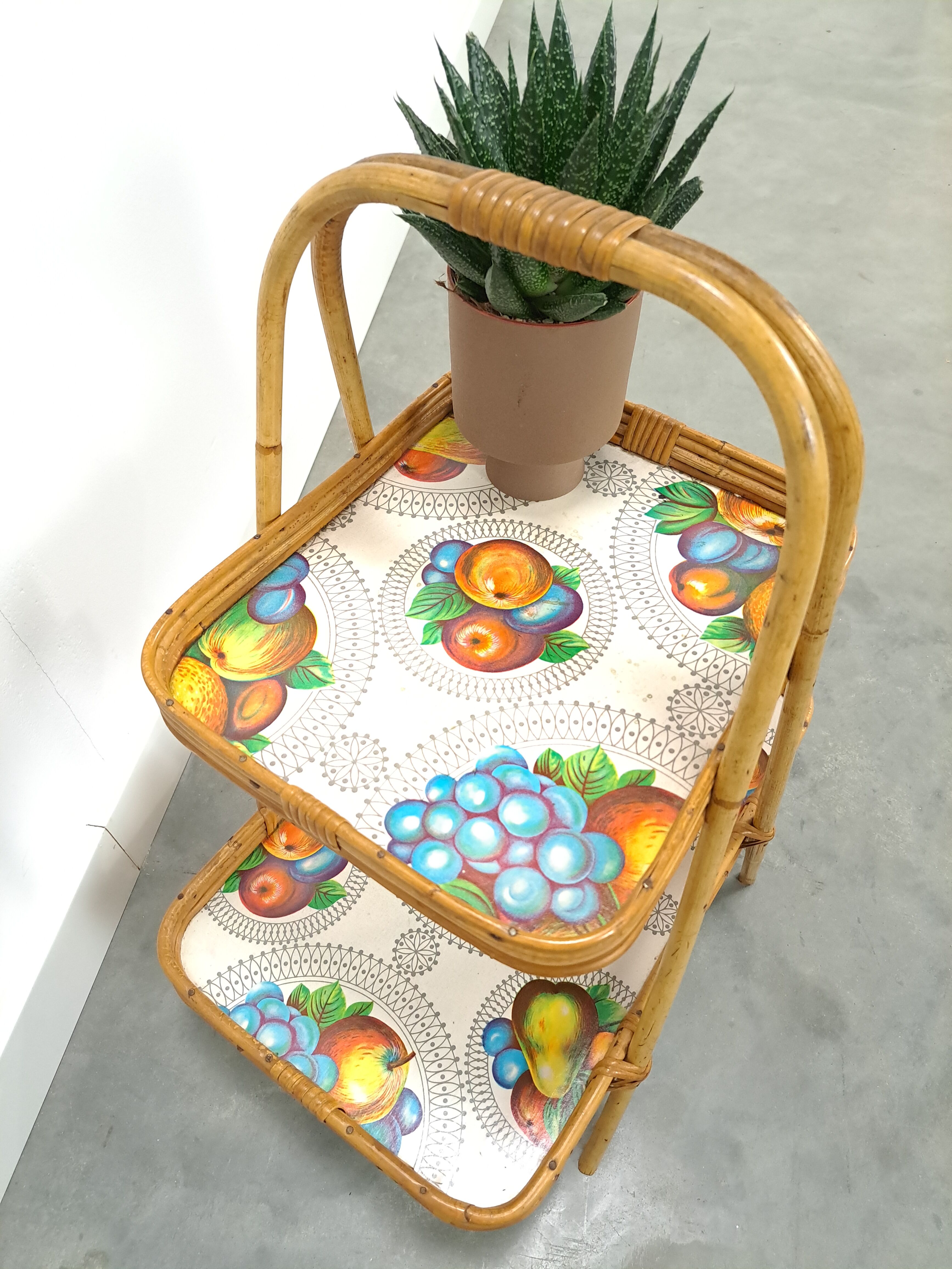 Rattan serving table