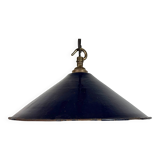 Industrial British Dark Blue Enamel Factory Pendant Lamp, 1950s