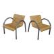 Paire de fauteuils en métal et bois 1950