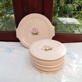 Set of 12 dessert plates and Longwy dish