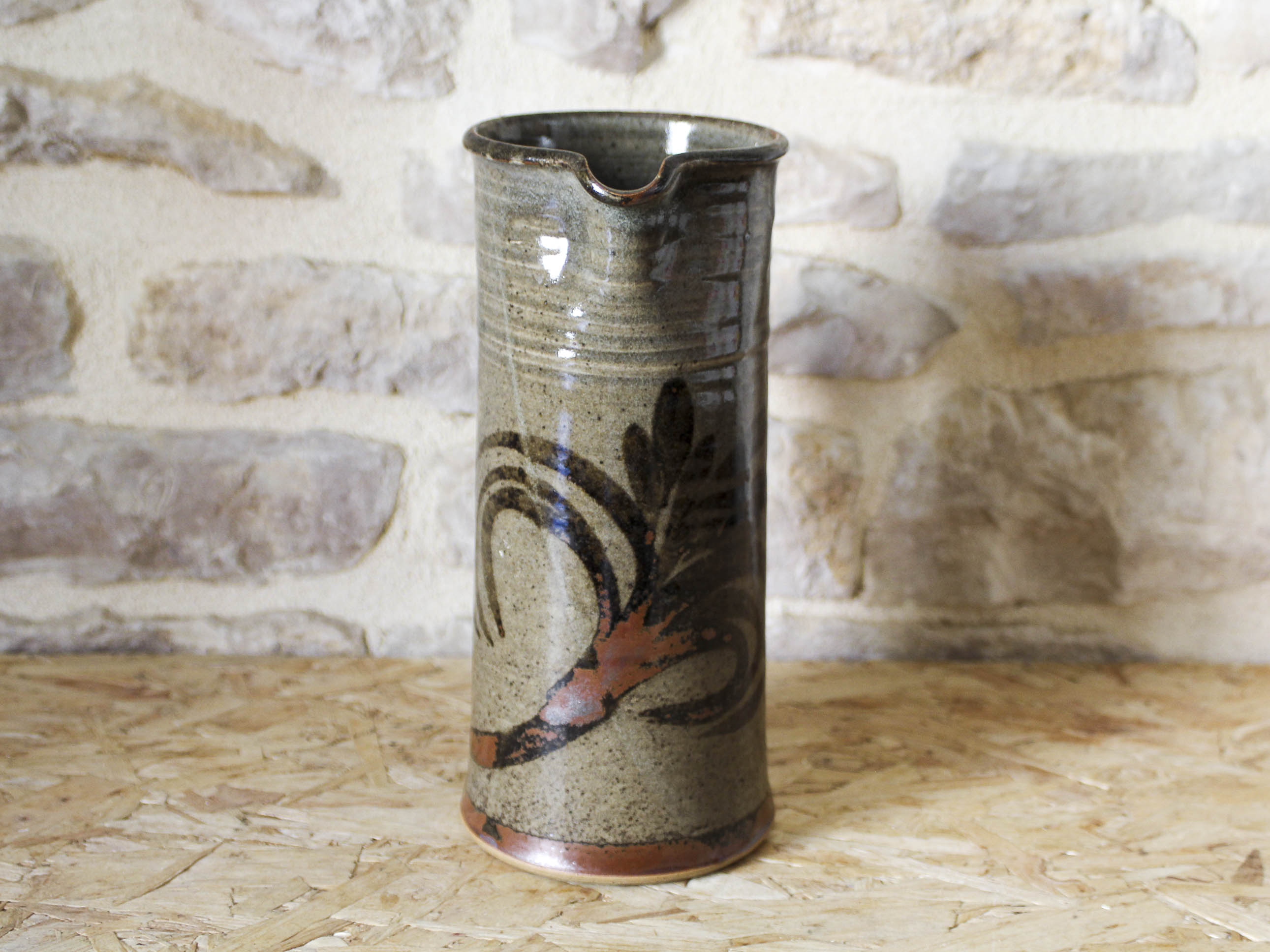 Mireille Dailer and Noël Delair enameled stoneware pitcher - Blanot