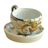 Cup and saucer from the workshop model Keraluc G6 Quimper