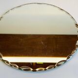 Vintage round and beveled table mirror