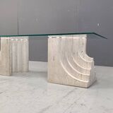 Vintage travertine coffee table Italy , 1970s