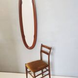 Oval Wall Mirror with a Beech Frame, Italy