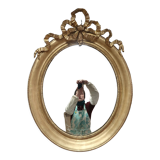 Miroir ovale en bois doré 93x73cm