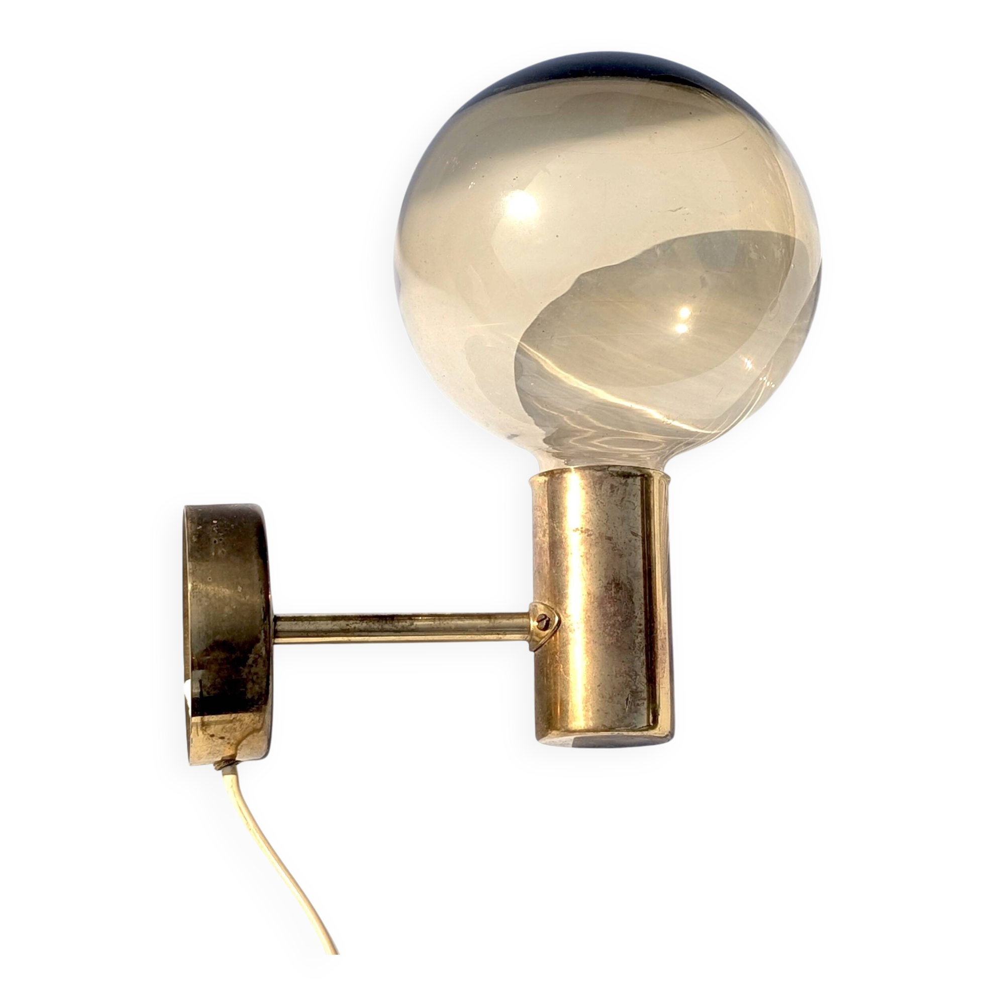 Brass and smoked glass wall lights Model V149 - Hans-Agne Jakobsson