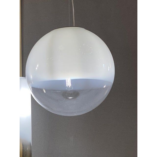 Contemporary Vanished White Sphere in Murano Glass Pendant Light