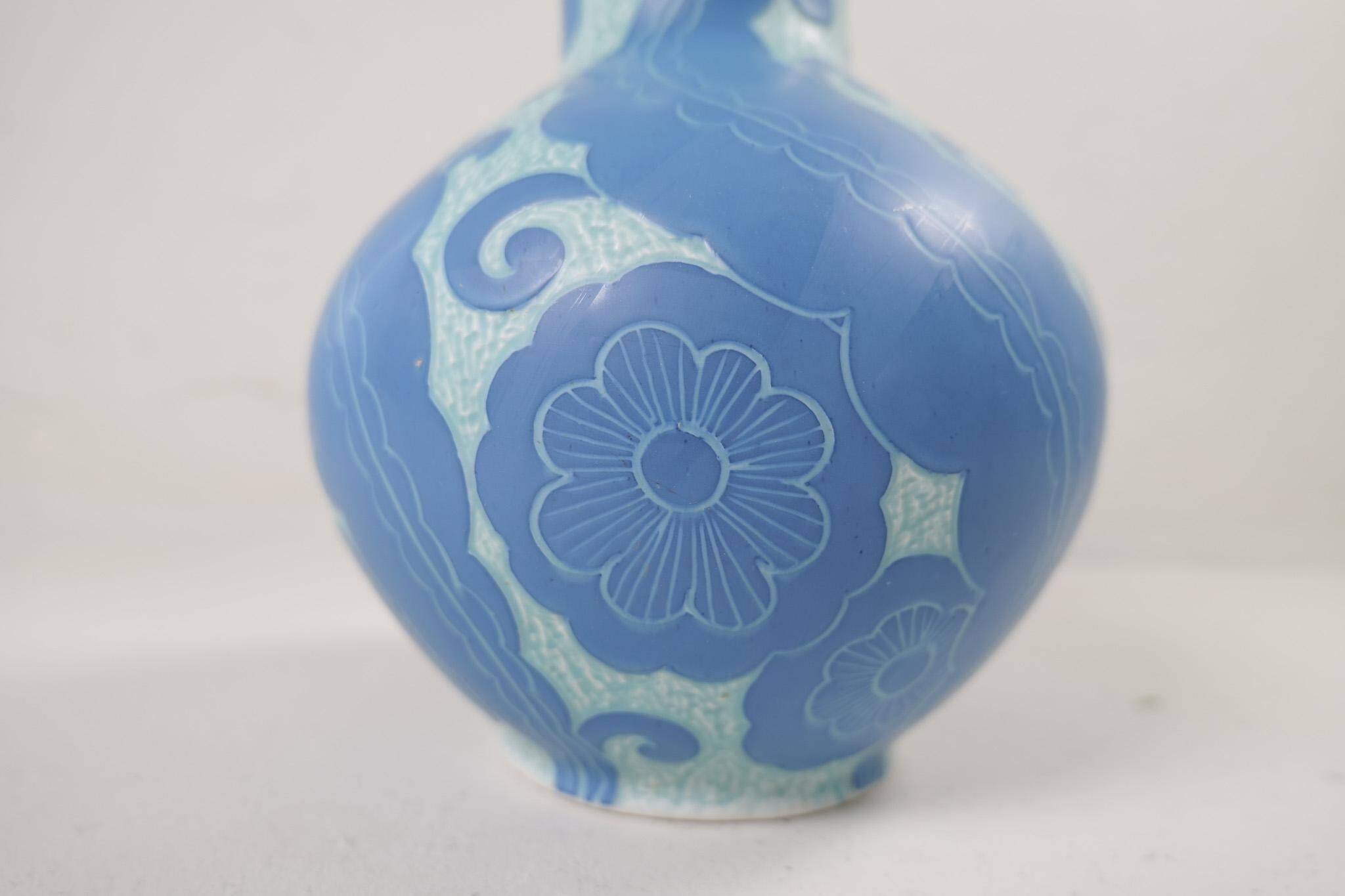 Art Deco Vase Grand Gustavsberg Sgraffito Josef Ekberg, Sweden, 1922