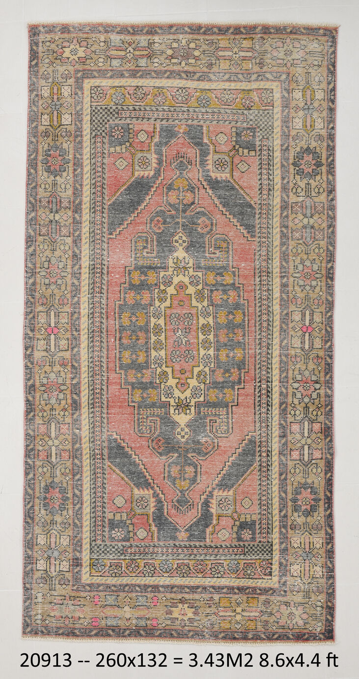 4x8 Pale Red Oriental Vintage Rug, 132x260Cm