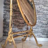 Vintage horse mirror in patinated steel with golden brass effect 1980