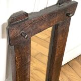 Vintage brutalist mirror in solid wood 28x52cm