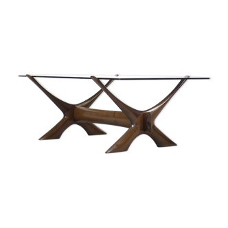 Mid-Century Modern Scandinavian Walnut Condor Coffee Table from  Örebro Glass, 1960s