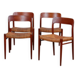 Set of 4 chairs by Niels Otto Moller in teak, model 75, 1960