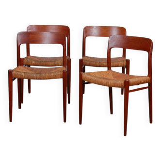 Set of 4 chairs by Niels Otto Moller in teak, model 75, 1960