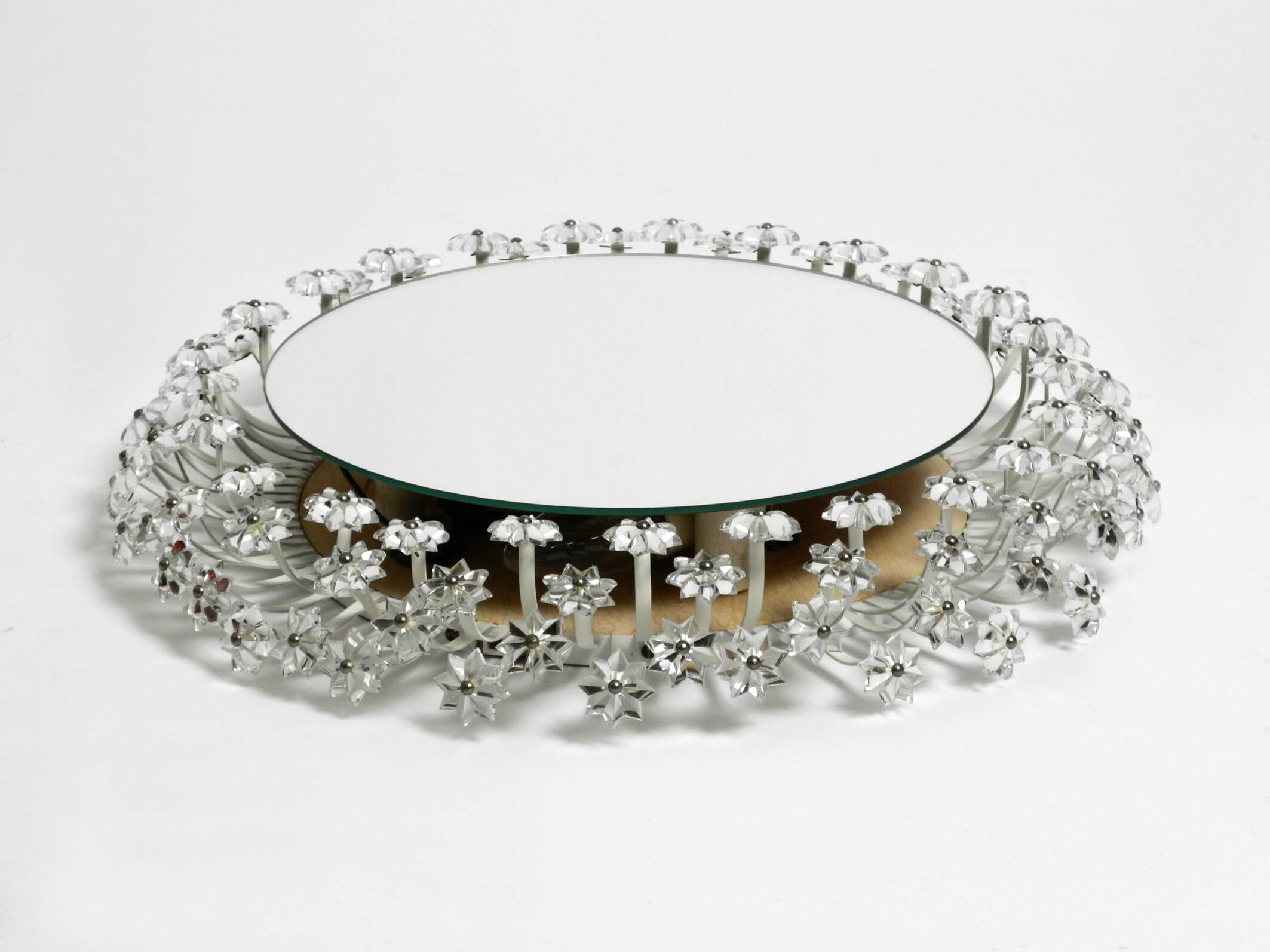 Mid Century Münchner Zier-Form flower mirror illuminated by Schöninger