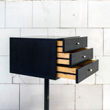 Bedside table shapes in wood and painted iron, marble details, 80s
