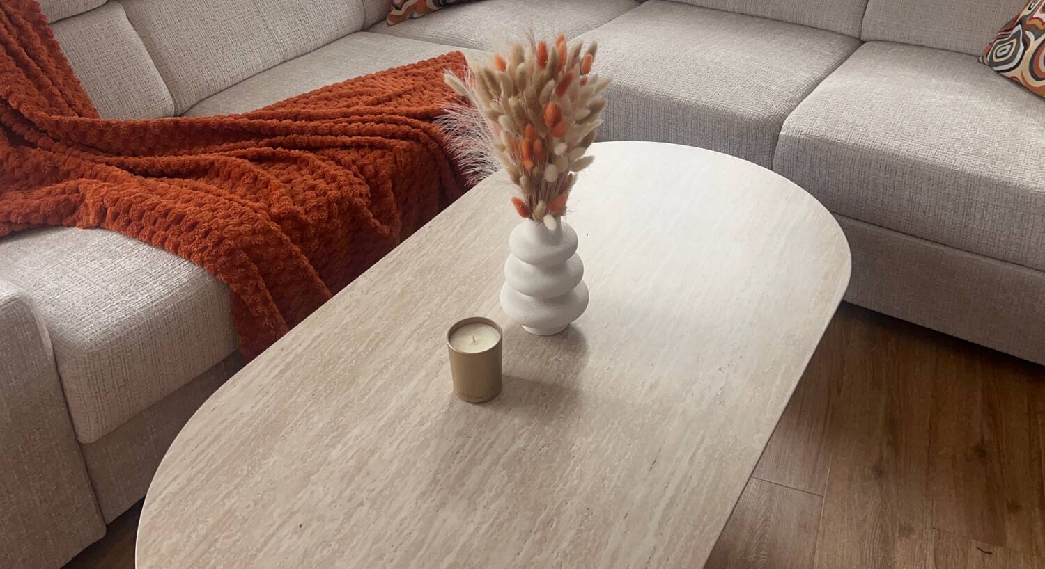Table base effet travertin