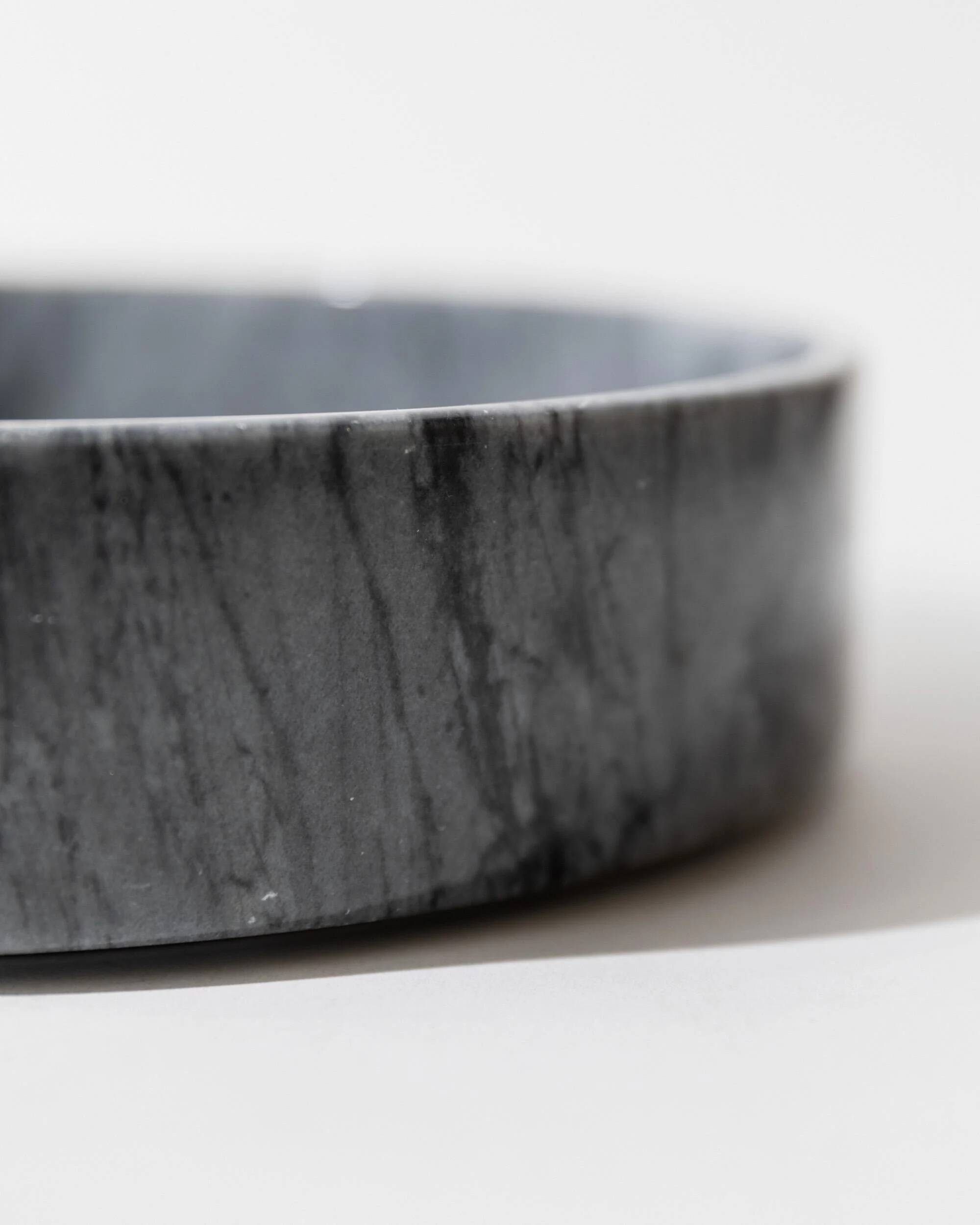 Large vintage marble bowl from the 1970s, dark grey.