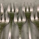 12 silver-plated oyster forks SFAM 1900 flowers