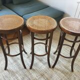Lot of 3 bistro stools in cannage