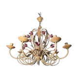 Wrought iron chandelier in Florentine style from the 1970s.