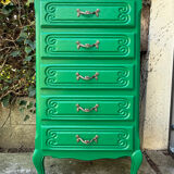 Vintage green oak chest of drawers from the 1960s.