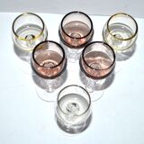 Set of 6 balloon stemmed glasses, Liquor glass in smoked colored glass 9.5cm