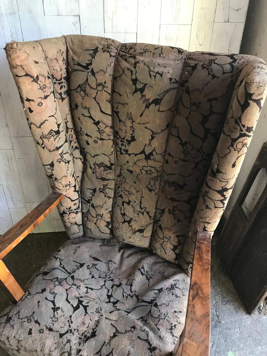 Pair of Art Deco brown meridians in upholstery fabric — 1930s (Budapest)