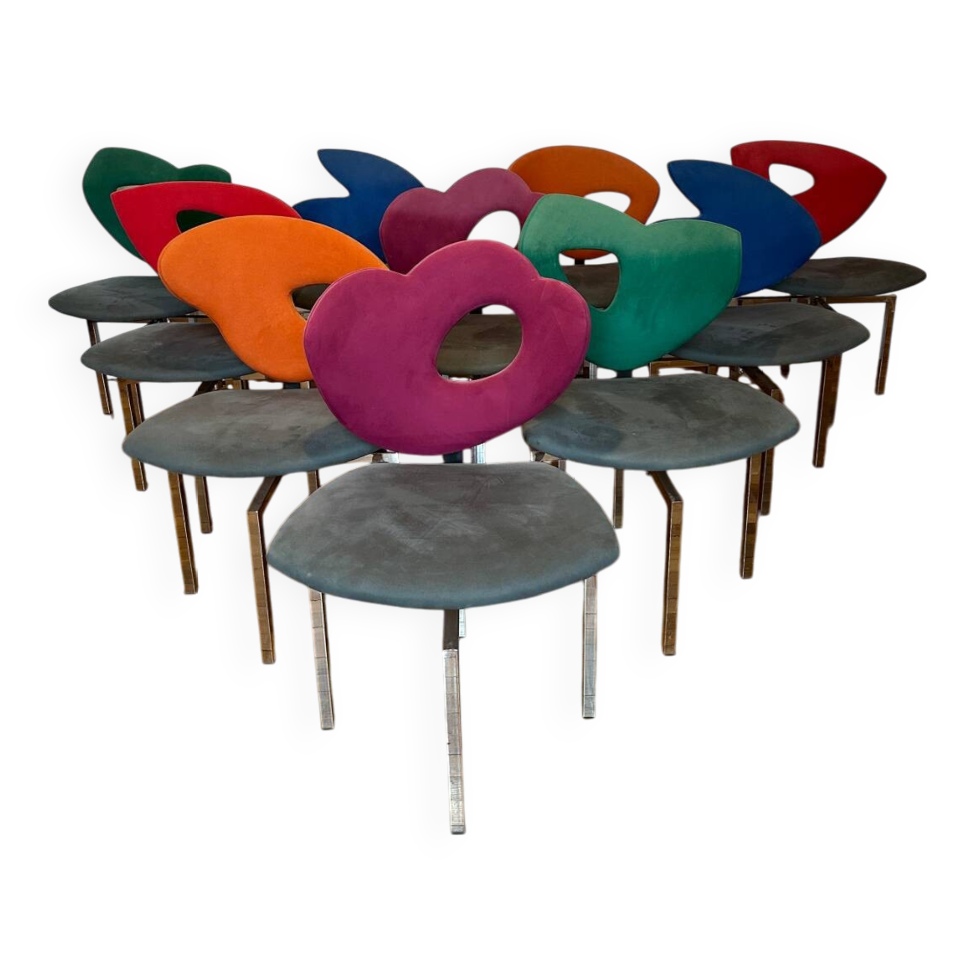 10 vintage Giorgio Saporiti chairs