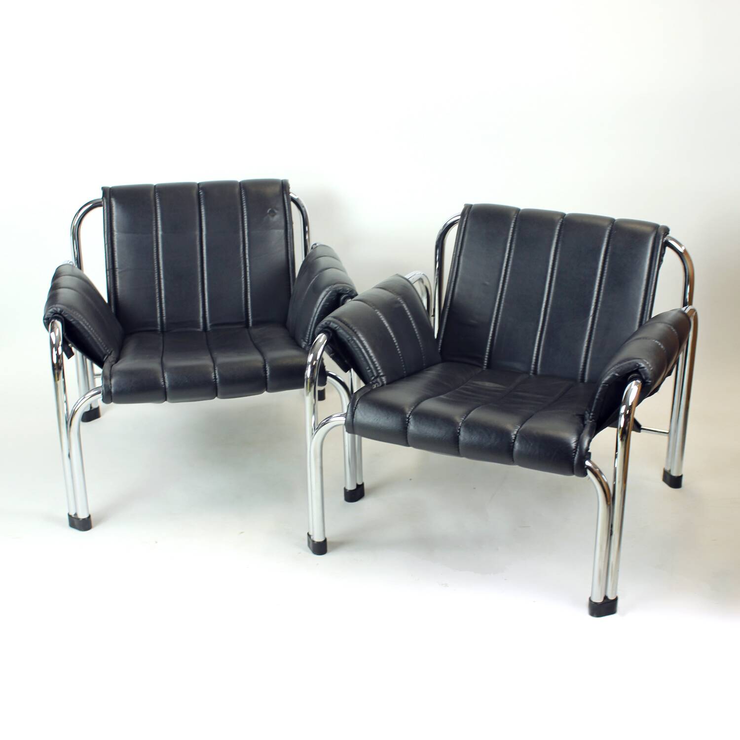 Lounge Chair By Viliam Chlebo In Chrome And Leatherette, Kodreta 1980s