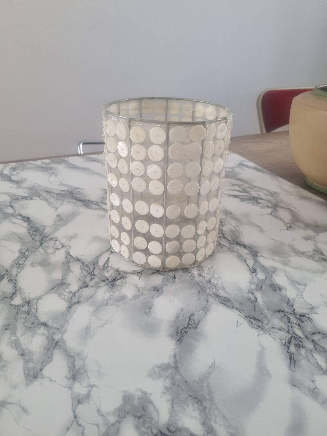 Vintage mother-of-pearl and nylon lampshade