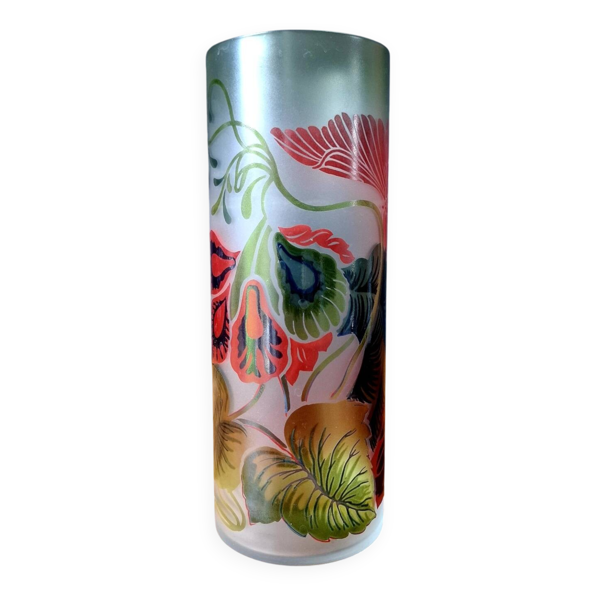 Art Deco enameled glass vase