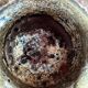 Brutalist studio pottery vase from the mid-century, signed 55.