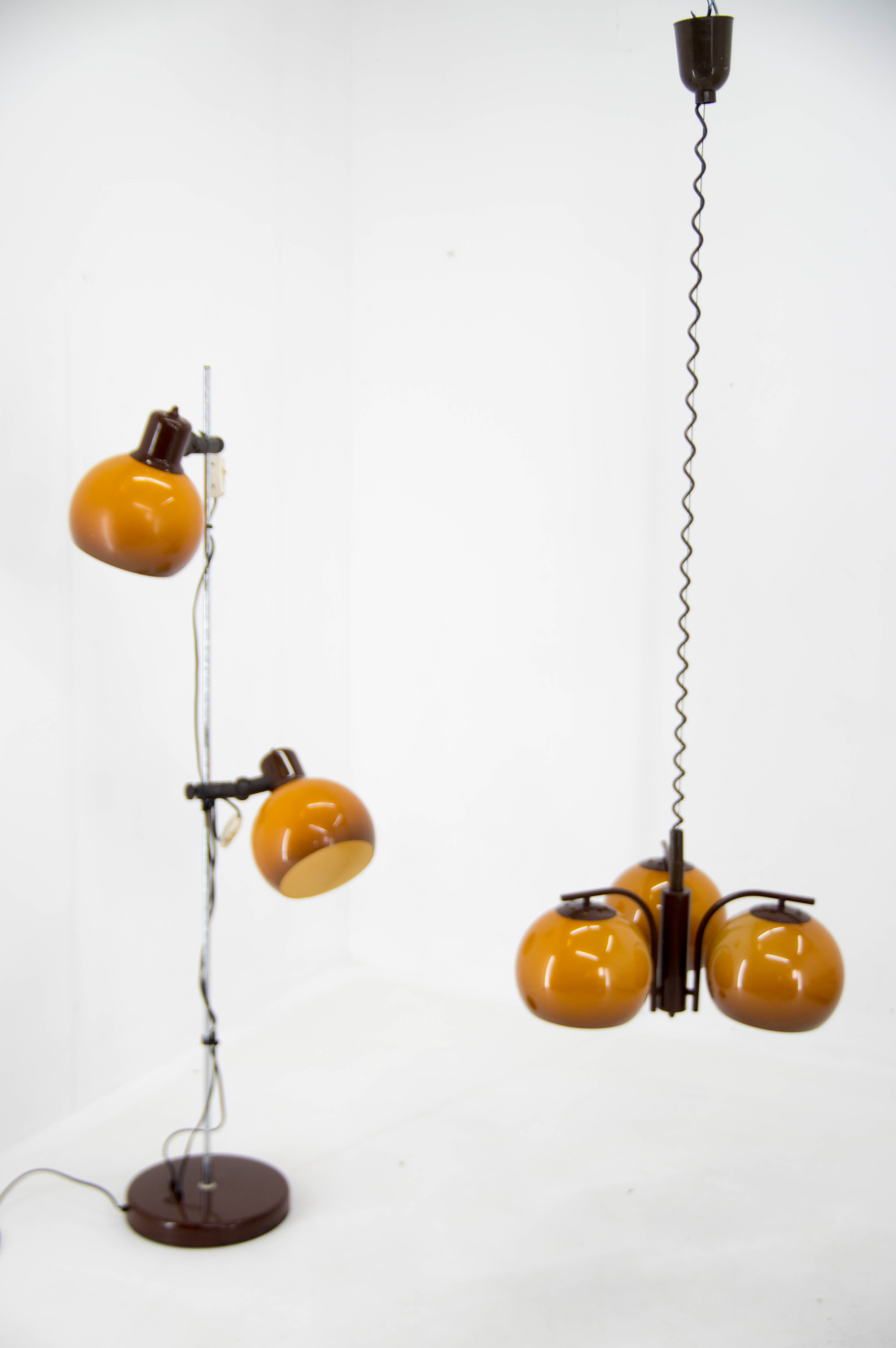 Set of floor lamp and chandelier, hungary, 1960s