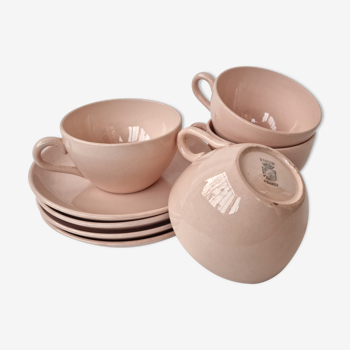 Set of 4 cups Digoin nude pink