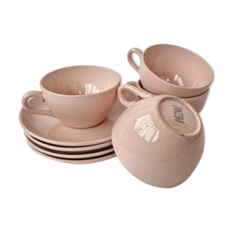 Lot de 4 tasses Digoin rose nude