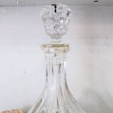 Cut glass liqueur carafe with a faceted stopper