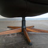 Pair of vintage Danish design brown leather swivel chairs by Bramin