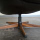 Pair of vintage Danish design brown leather swivel chairs by Bramin
