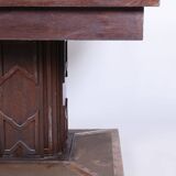 Restored Art Deco Dining Table, Oak, Copper Plating, Glass, Czech, 1930s