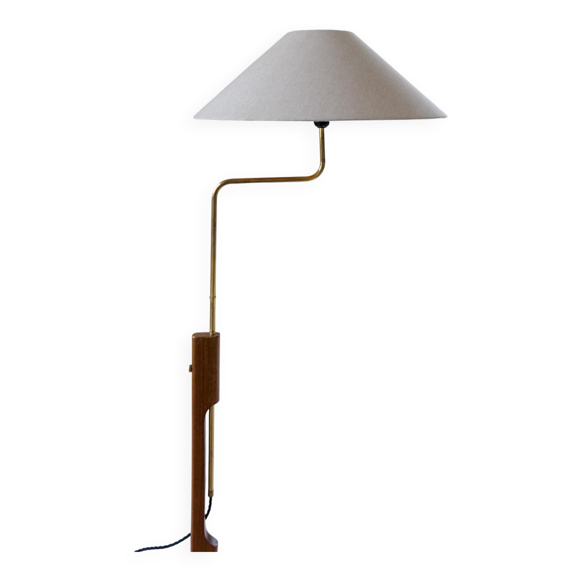 Mid-Century Modern Floor Lamp, Teak and Brass Bergboms, Sweden, 1960s