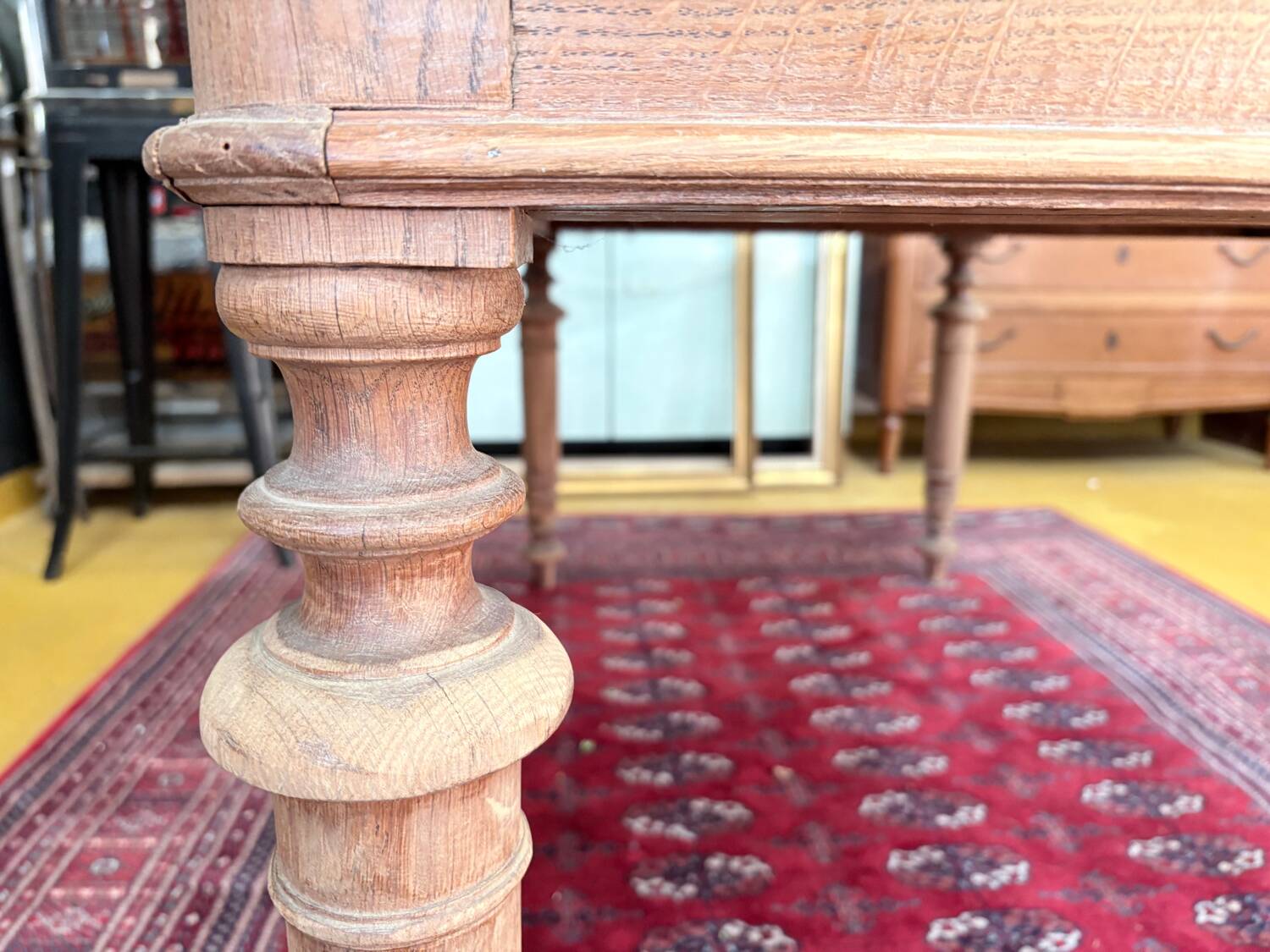 Large table / antique desk in chestnut – light patina