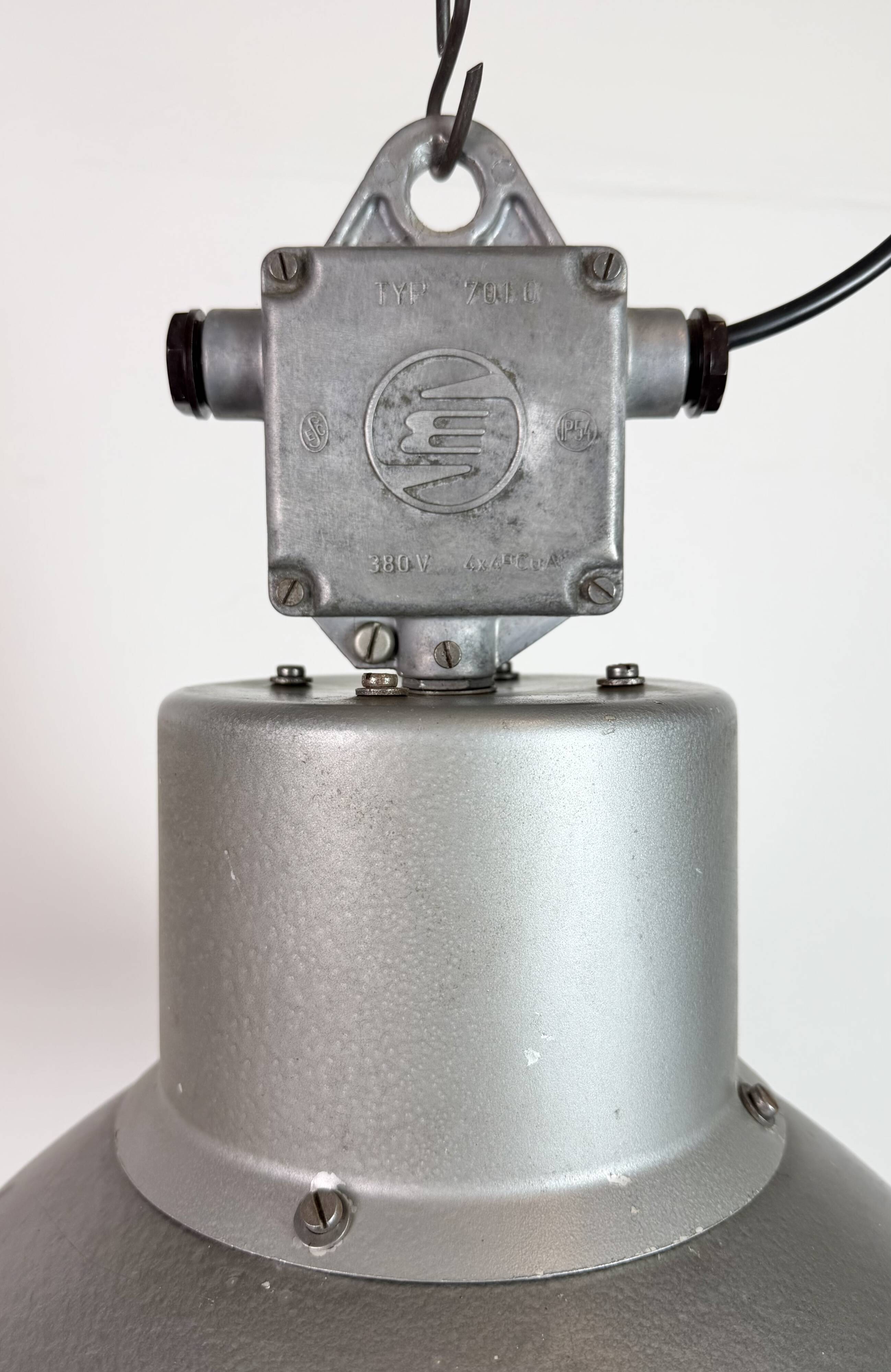 Industrial Grey Hammer Paint Pendant Lamp from Elektrosvit, 1960s